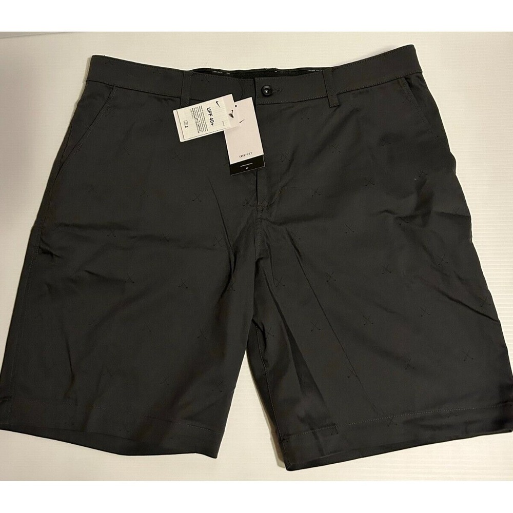 New Nike Mens Dri-Fit Golf Shorts Black Golf Club Logo UPF 40+ Size 40" DA2892